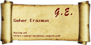 Geher Erazmus névjegykártya